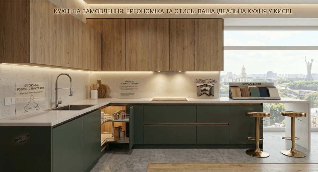 Кухня на заказ Киев современный стиль Design City Мебель