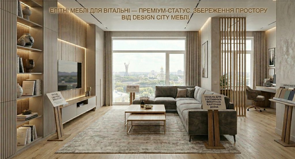 Элитная мебель для гостиной на заказ Киев современный стиль Design City Мебель